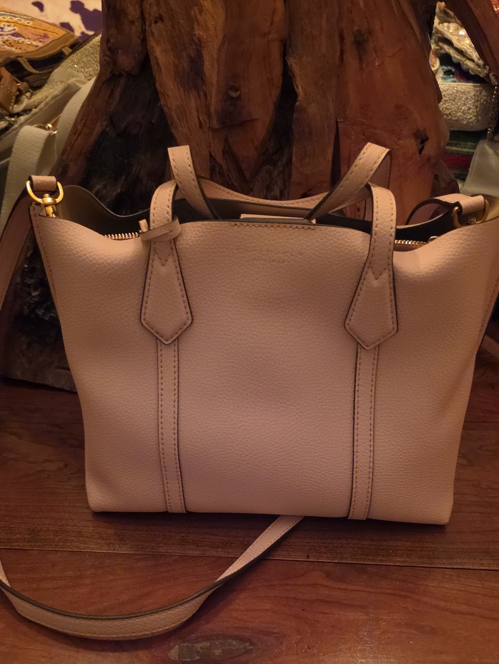 Tory Burch Classic Women's Pebbled Leather Tote Bag - Cream